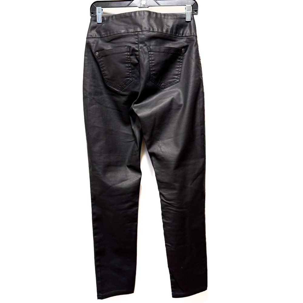 Lisette L Montreal Coated Black Skinny Pants - Slim Fit “Liquid” Trousers Size 4 - Picture 3 of 6